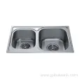 Home Kitchen Stainless Pressed Two Bowl Kitchen Sink